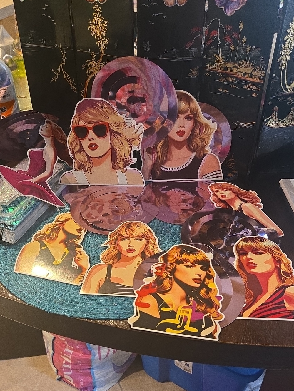 Taylor Swift Pink Purple and Black Decorative Pop Art Cutouts